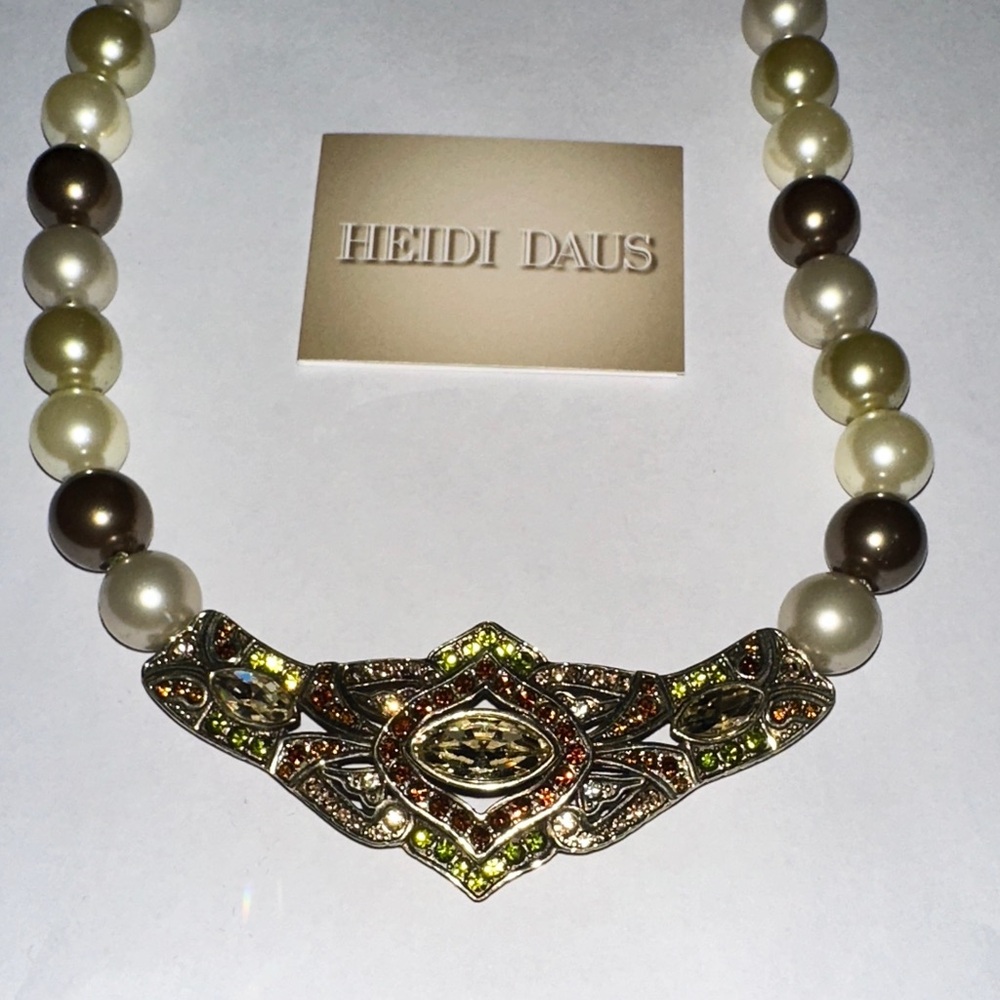 Heidi Daus Multicolor Pearl Necklace with Gold and Silver Accents